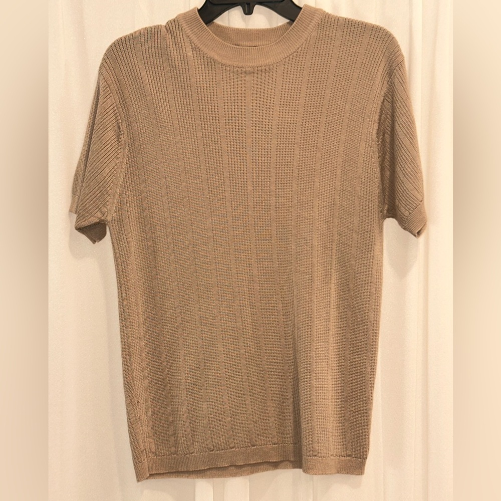 Unisex Ribbed Knit Tan Sweater